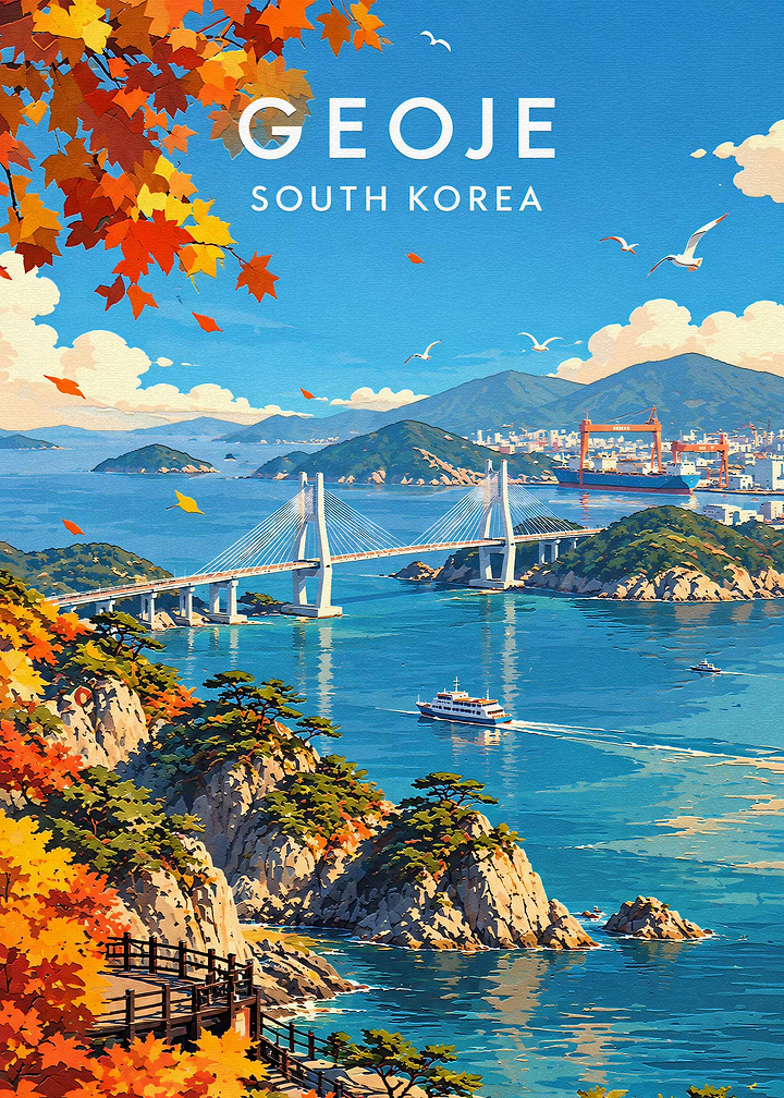 Geoje South Korea Travel Poster