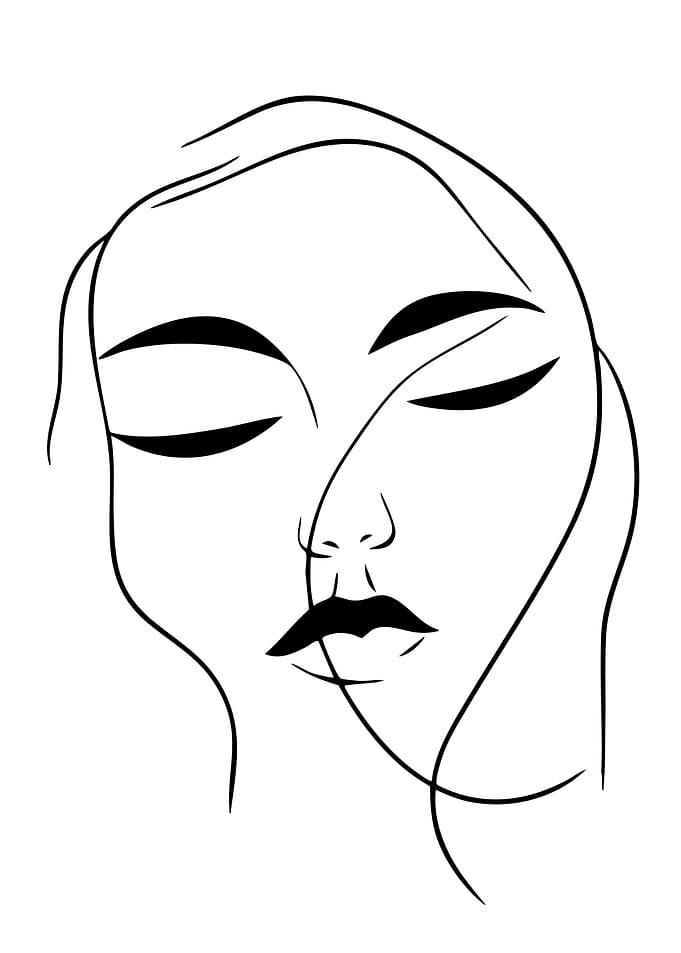 Minimalist Line Art Female Face