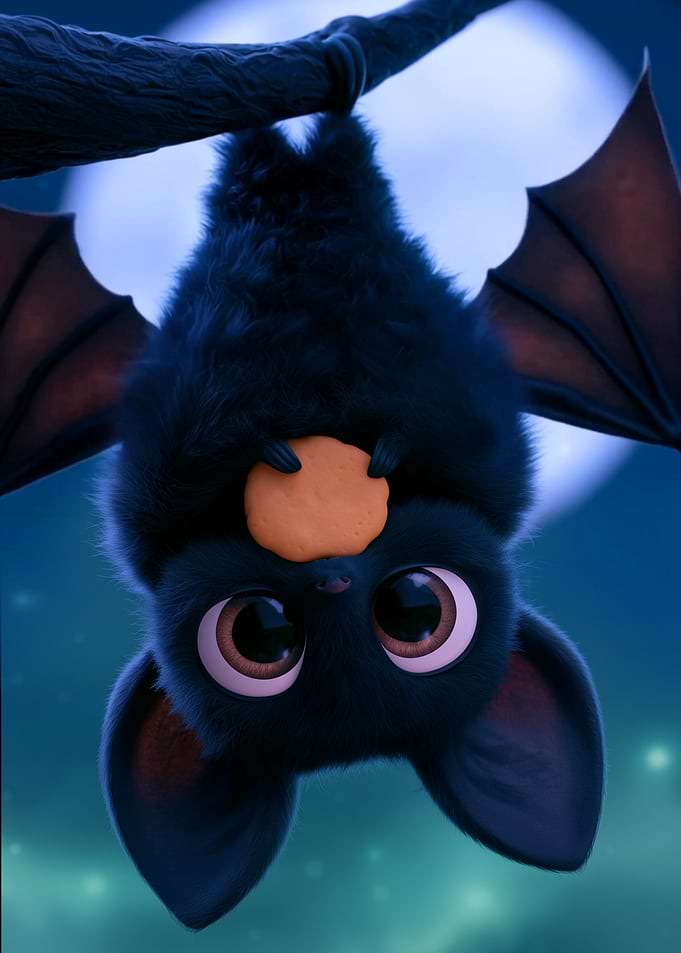 Cute Fluffy Bat Eating a Cookie