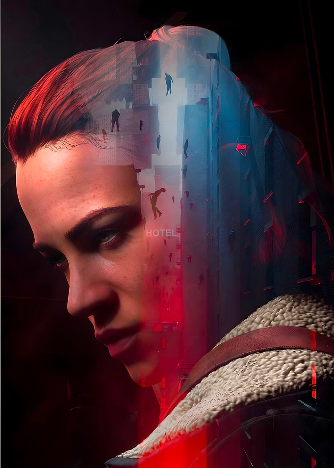 Double Exposure Portrait of Woman