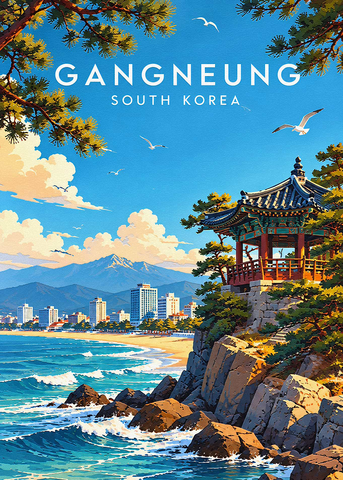 Gangneung South Korea Travel Poster