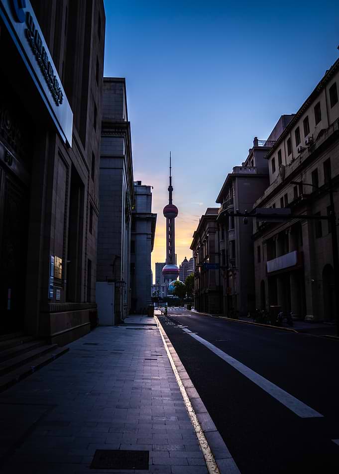 Shanghai Skyline View at Sunset