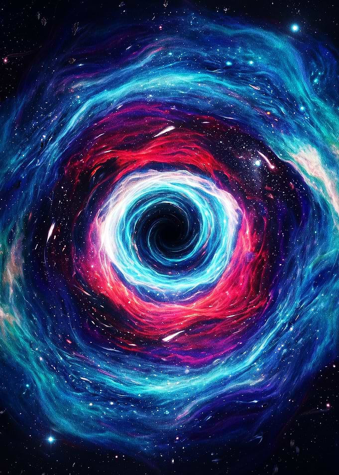Vibrant Cosmic Black Hole Swirl