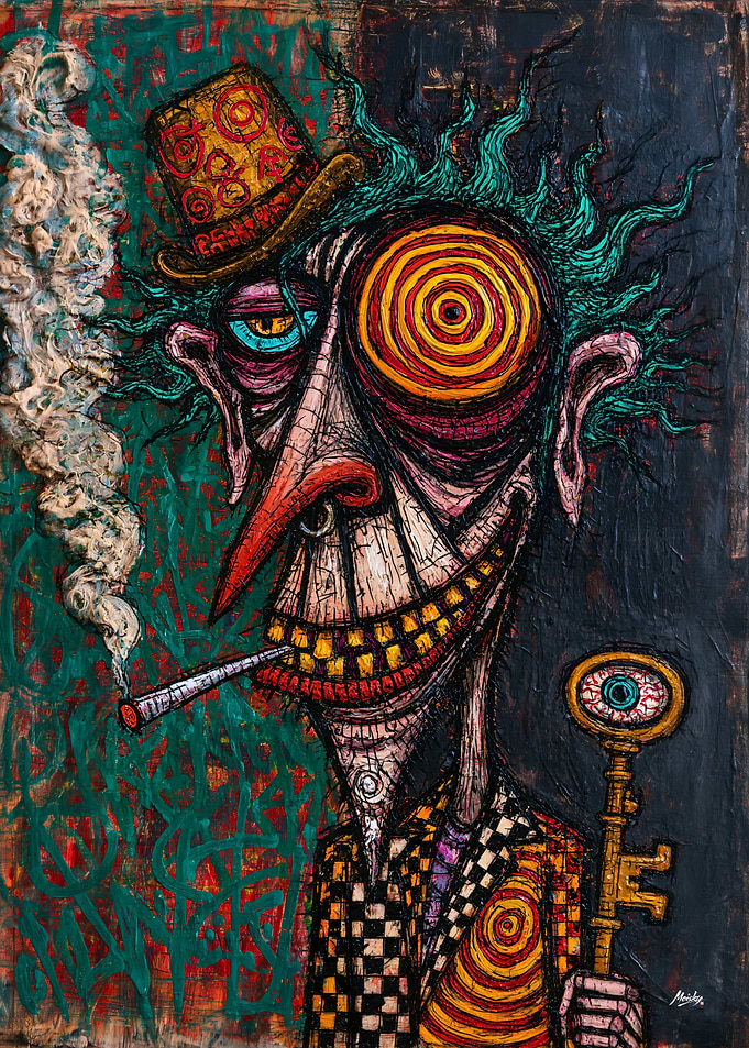 Smirking Keymaster - Grotesque Surreal Portrait