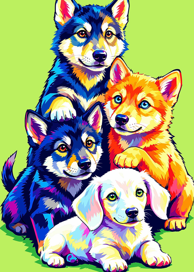 Colorful Pop Art Puppy Portrait
