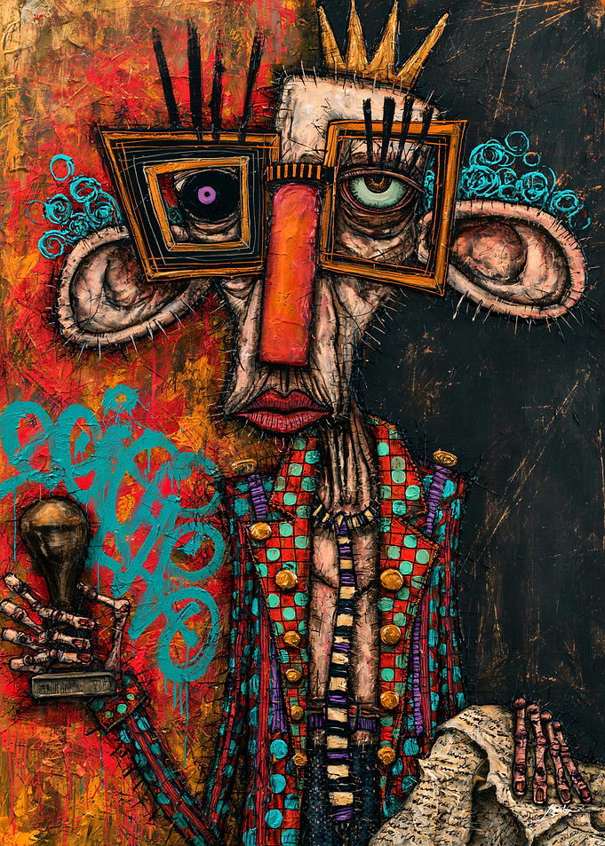 Crowned Bureaucrat - Grotesque Office Portrait