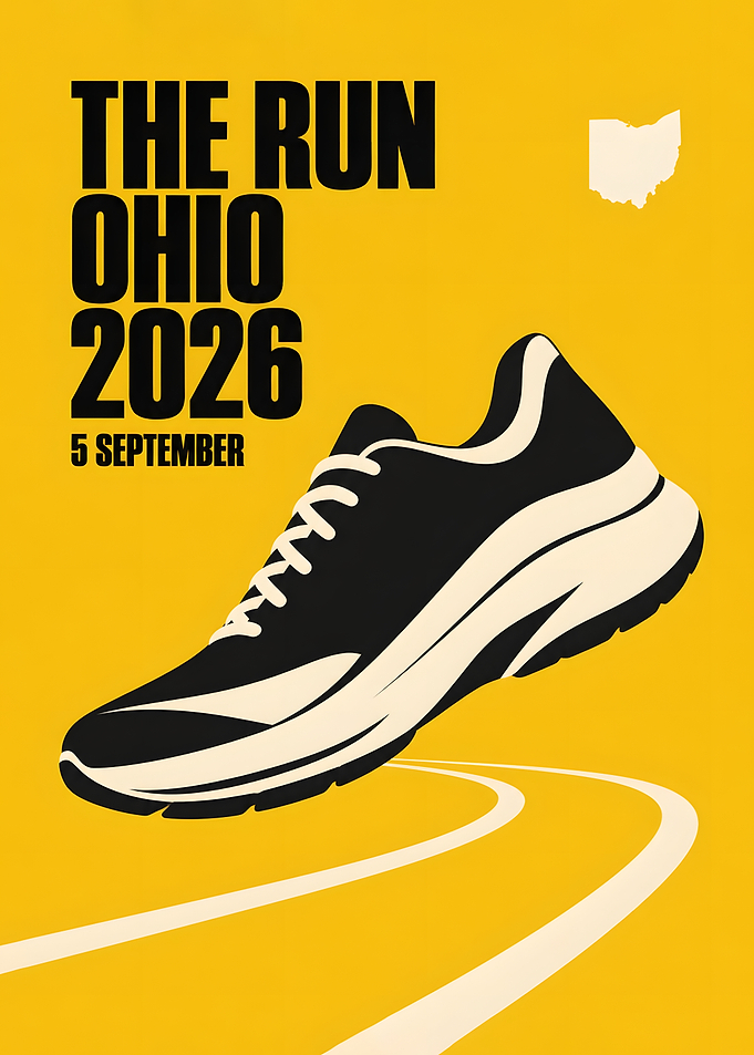 Ohio Running Sneaker Yellow Minimal Poster