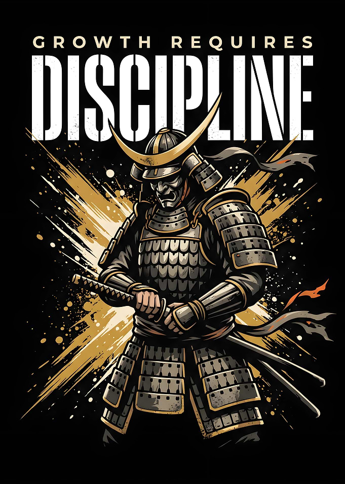 Growth Requires Discipline Samurai Poster