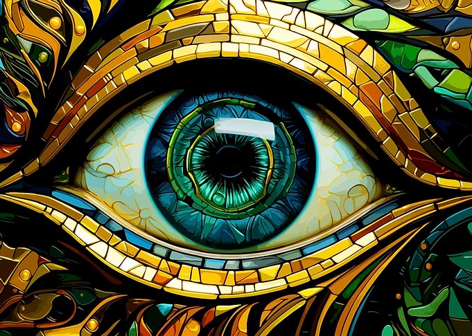 Stained Glass Mosaic Eye Art