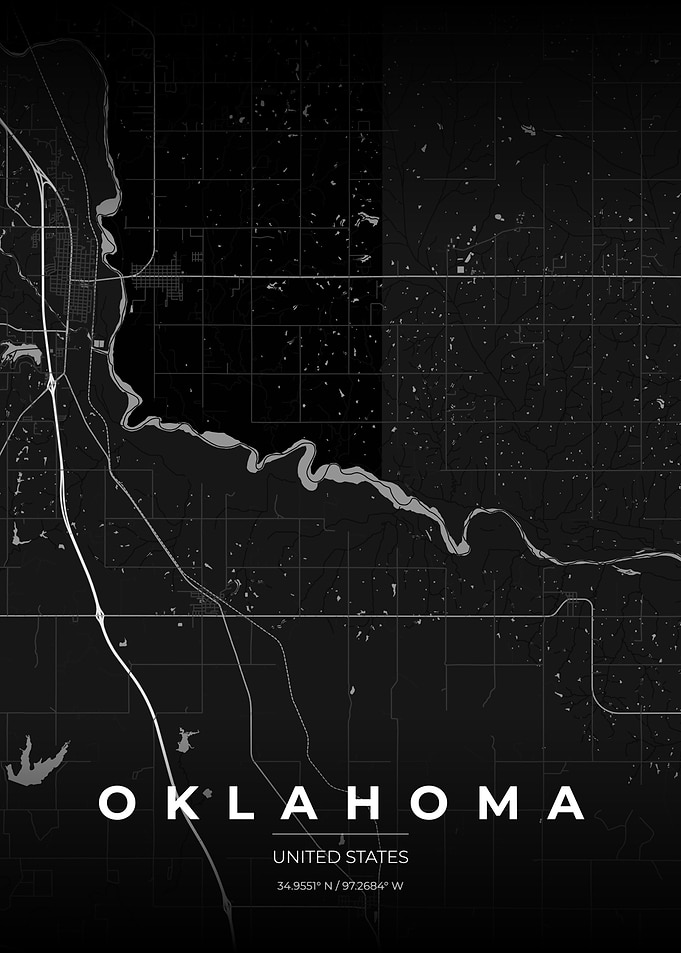 Oklahoma City Minimalist United States Map Poster