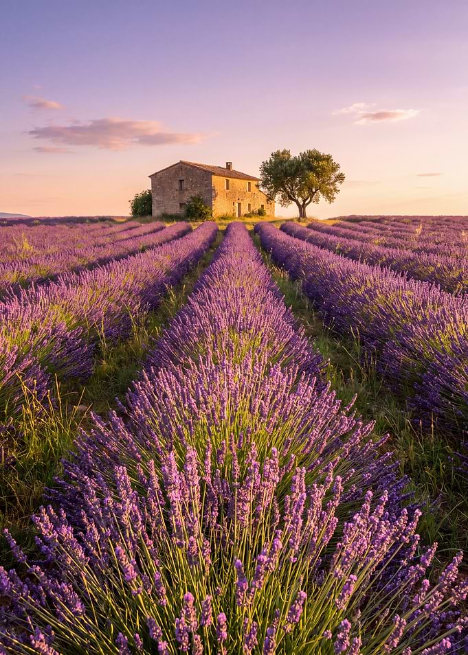 Lavender Fields of Provence at Golden Hour
