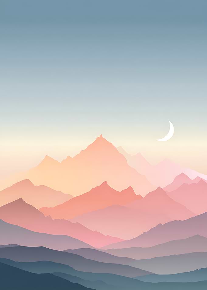 Minimalist Pastel Mountain Landscape