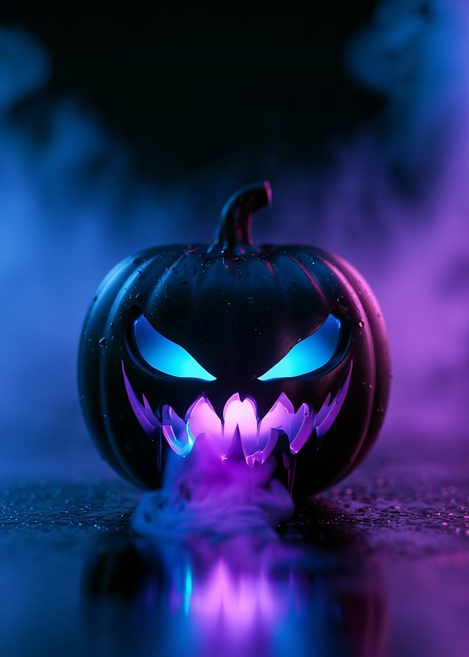 Neon Glowing Halloween Jack-o'-lantern