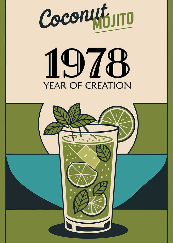 Vintage Coconut Mojito Cocktail Poster