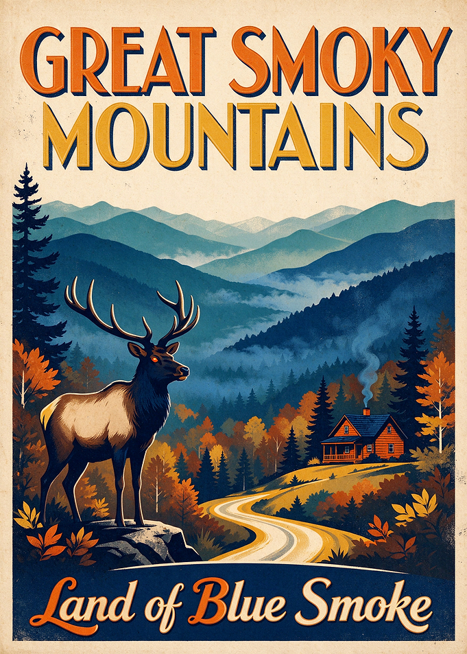 Great Smoky Mountains Vintage Travel Poster