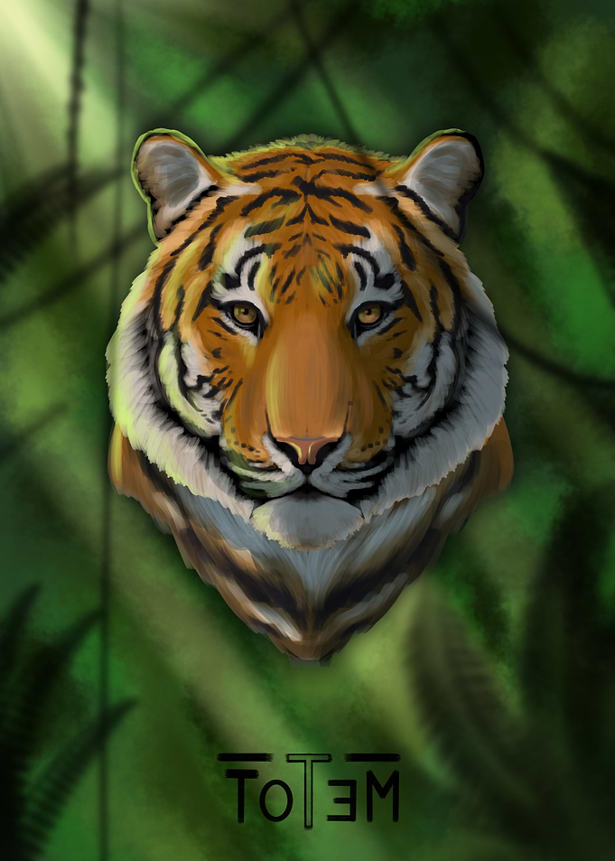 Majestic Tiger Portrait Totem Art