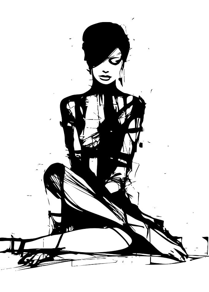 Abstract Black and White Woman Portrait