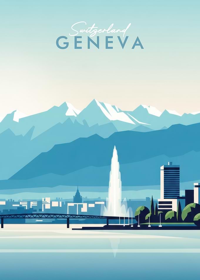 Geneva Switzerland Travel Poster