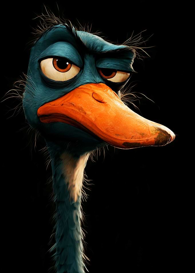 Grumpy Blue Duck Portrait