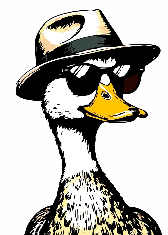 Cool Duck Wearing Fedora and Sunglasses