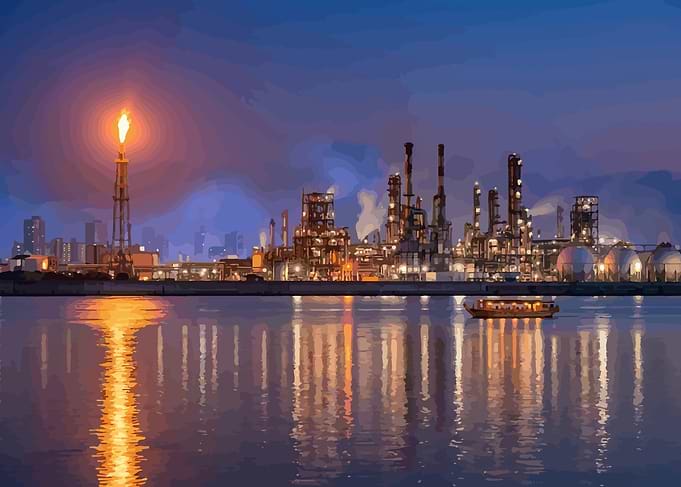 Refinery Flare at Blue Hour