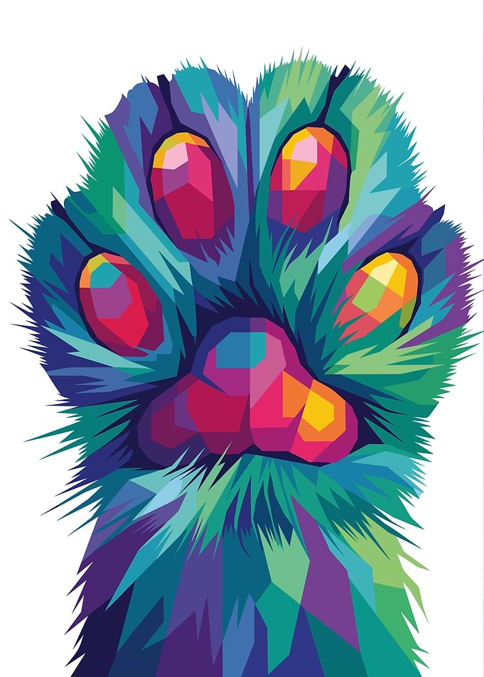 Colorful Geometric Cat Paw Art