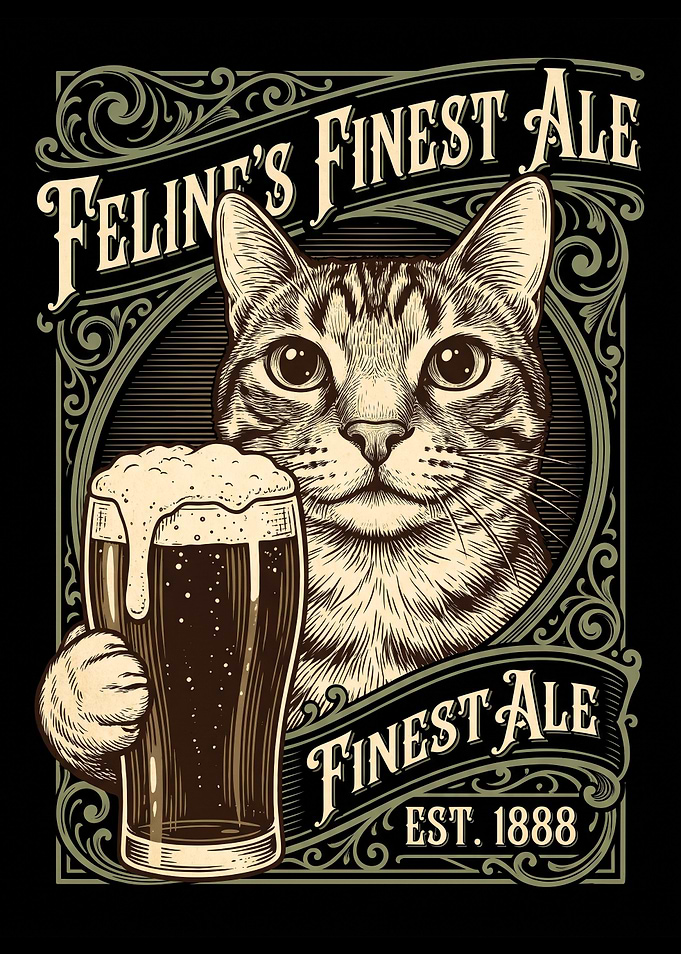 Feline's Finest Ale Vintage Poster