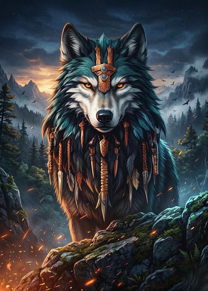 Wolf Tribal Fantasy Nature Art