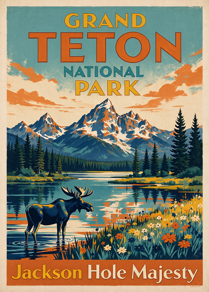 Grand Teton National Park Vintage Poster