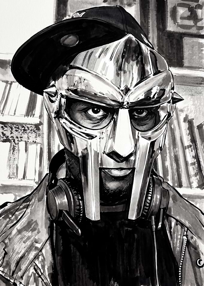 MF DOOM Masked Portrait Illustration