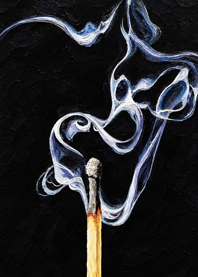 Oil Painting of Extinguished Match