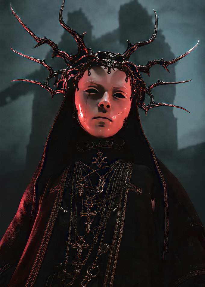 Dark Gothic Priestess with Crown