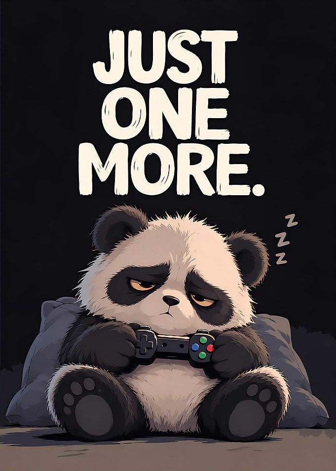 Sleepy Panda Gamer Poster