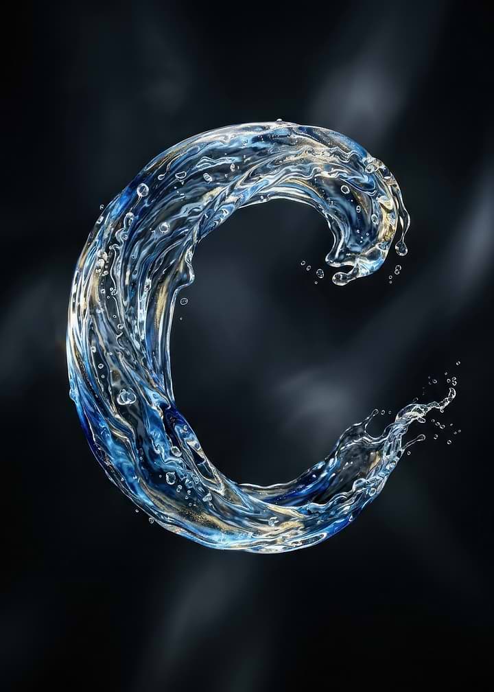 Letter C Made of Water