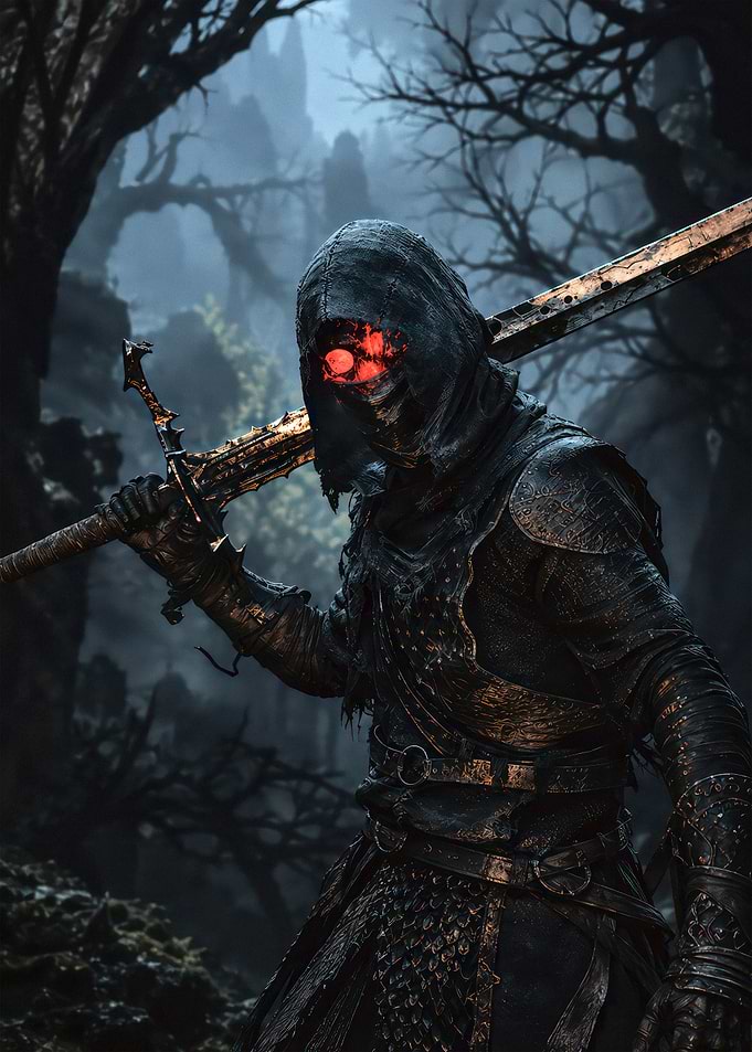 Dark Fantasy Armored Warrior with Sword