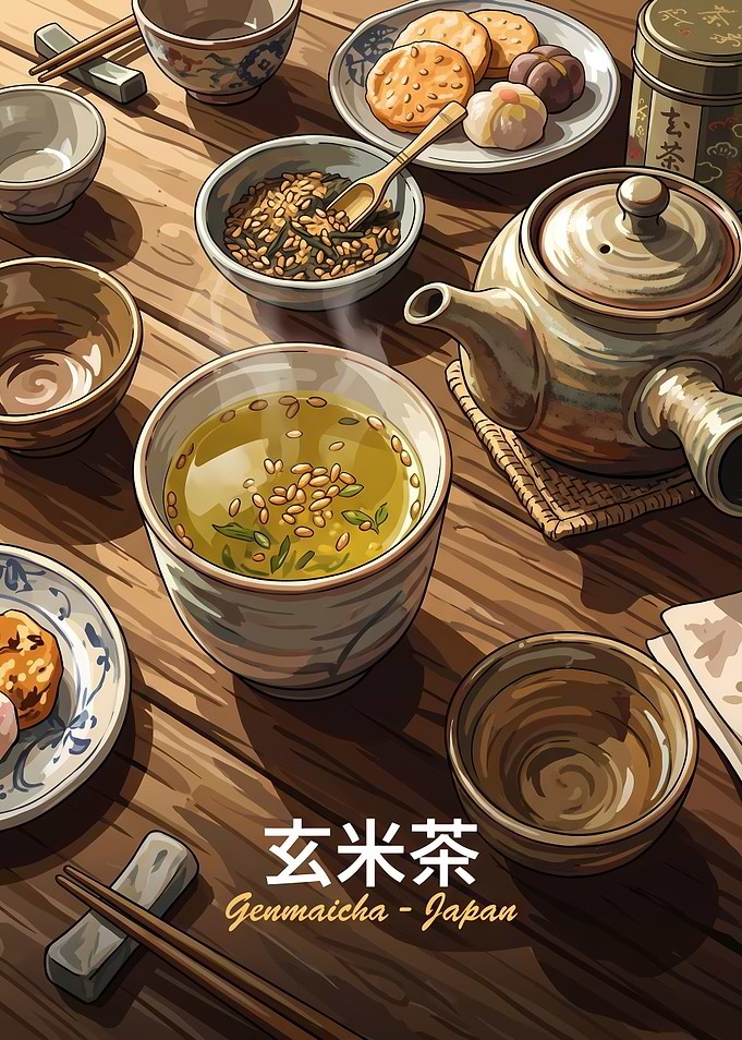 Traditional Japanese Genmaicha Tea Set