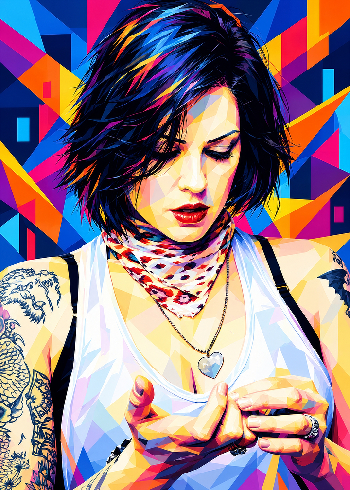 Vibrant Pop Art Portrait of Woman