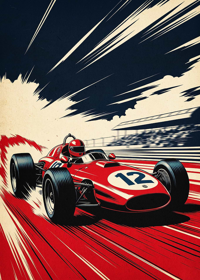 Racing F1 Retro Speed Poster