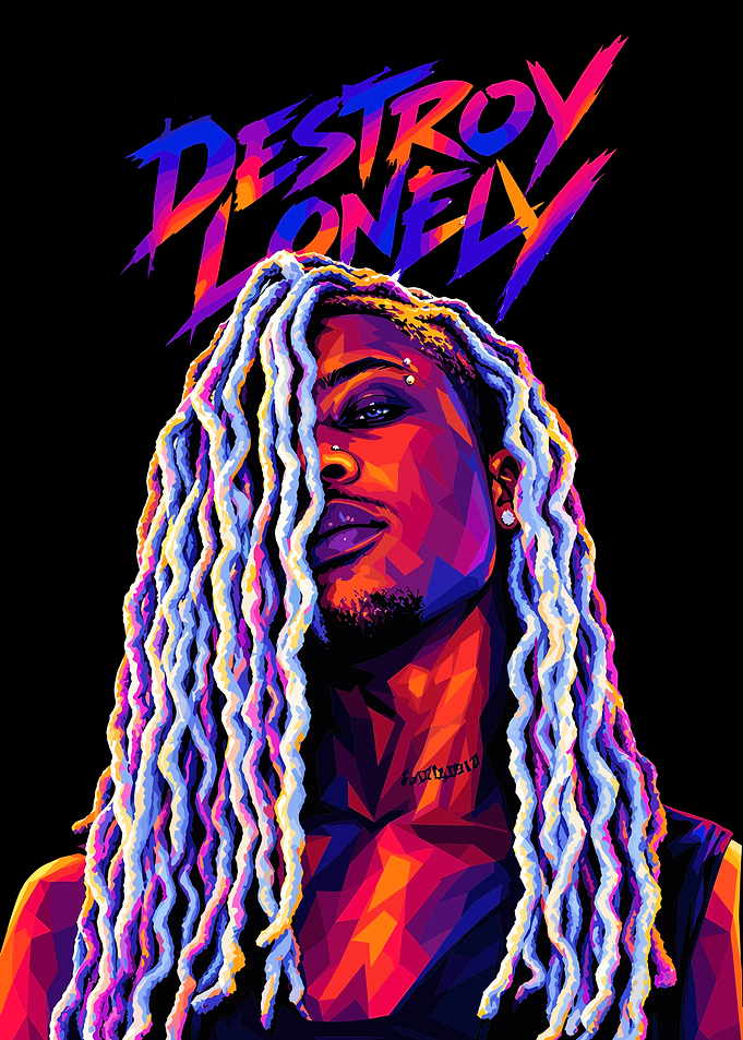 Destroy Lonely Neon Pop Art Portrait