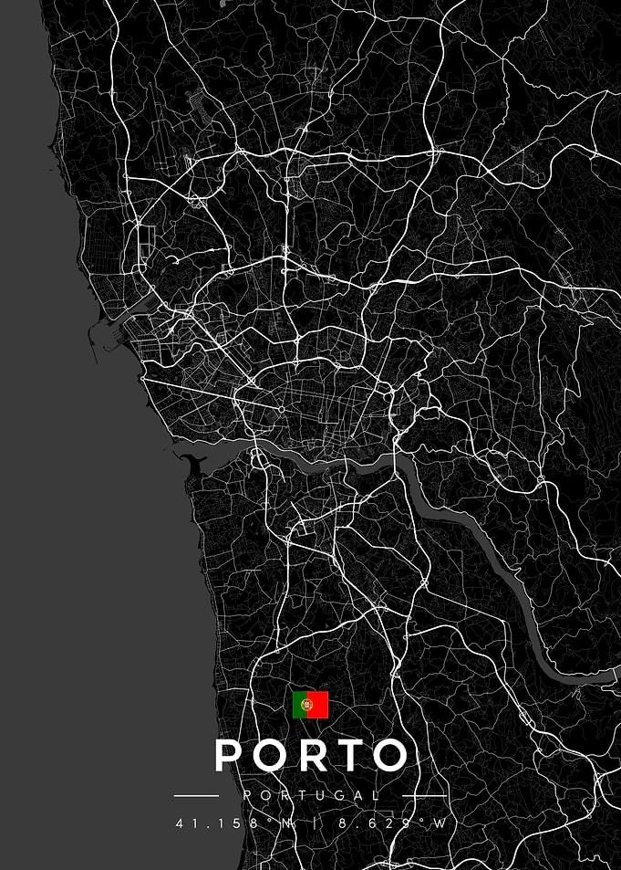 Porto Portugal Minimalist City Map