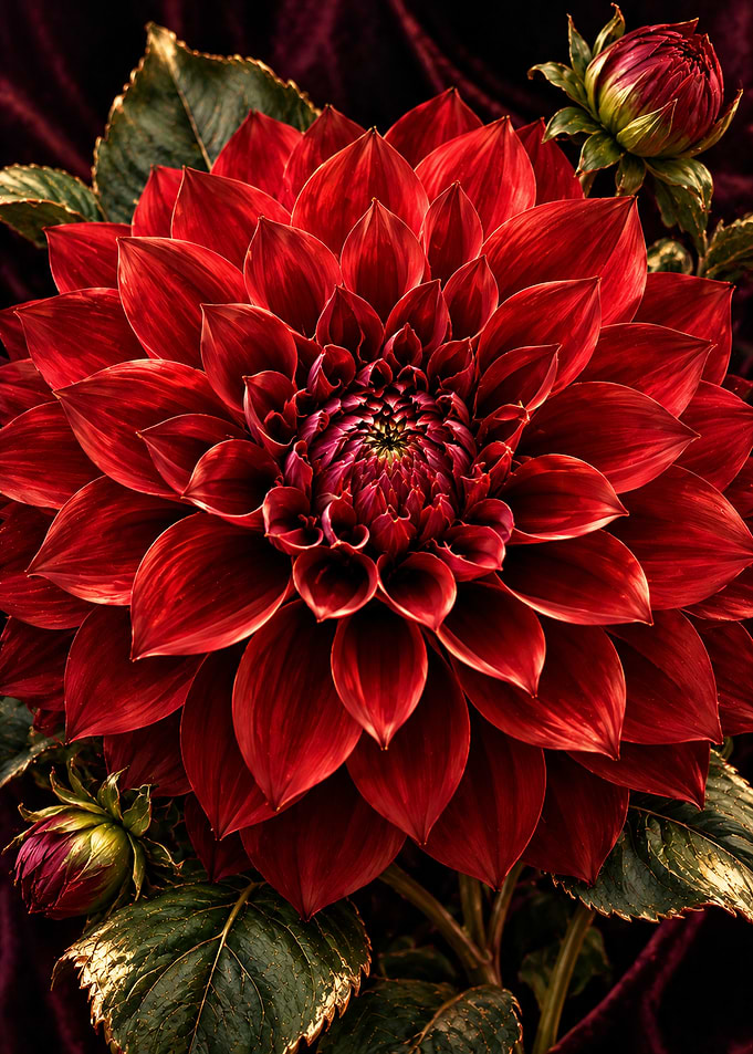 Deep Red Dahlia Flower Close-up