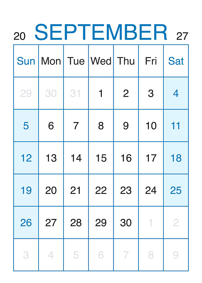 September 2027 Calendar Page