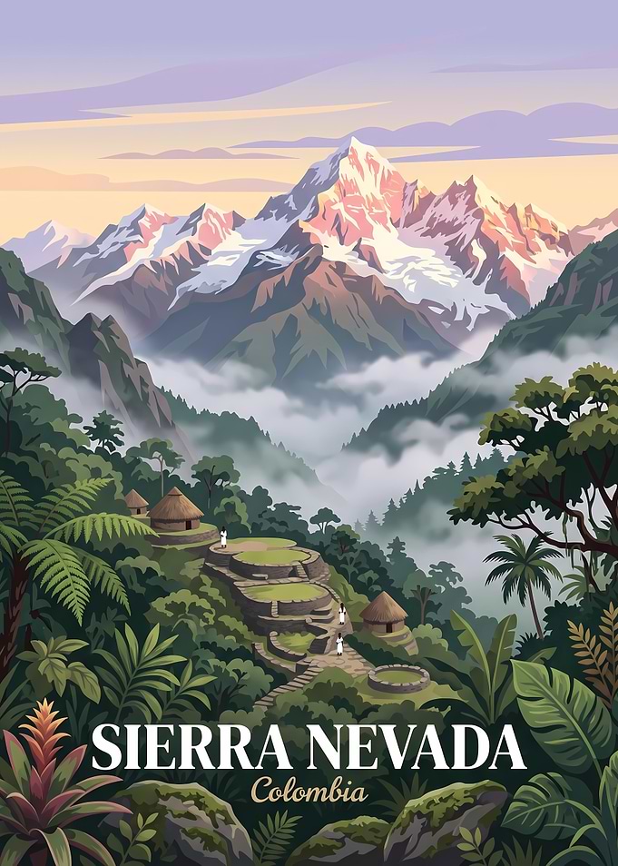 Sierra Nevada Colombia Travel Poster