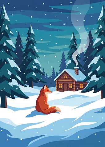 Fox in a Snowy Winter Forest