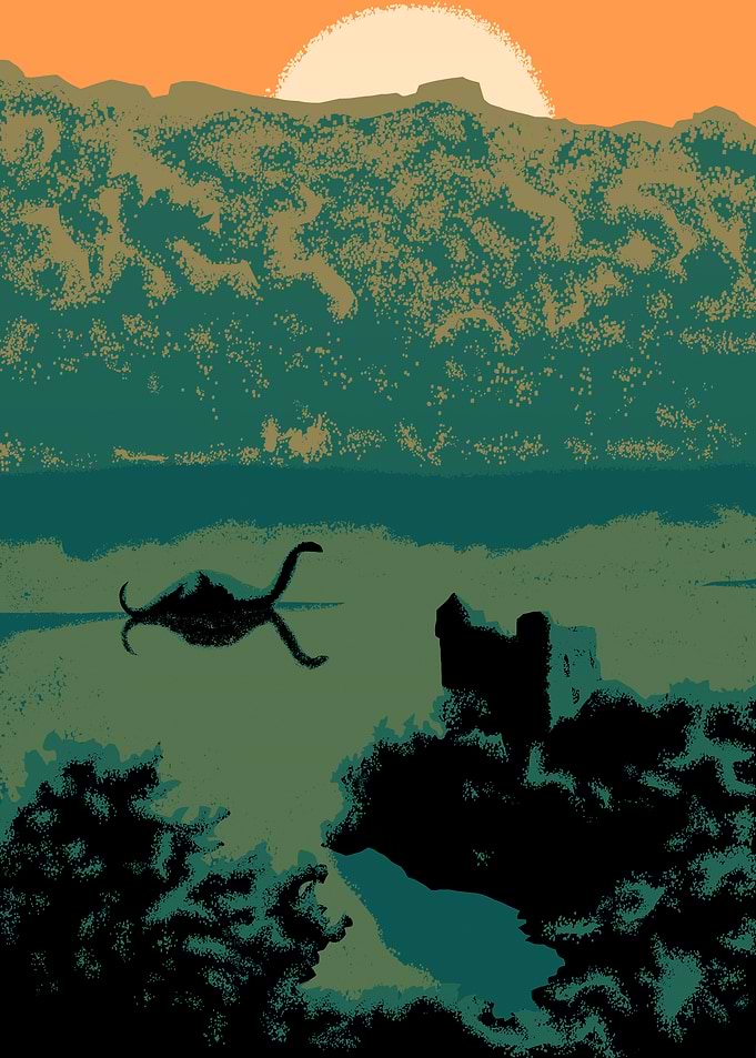 Loch Ness Monster Silhouette Poster