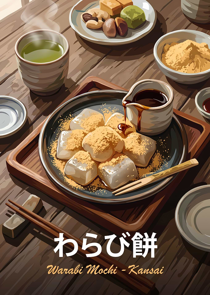 Traditional Japanese Warabi Mochi Dessert