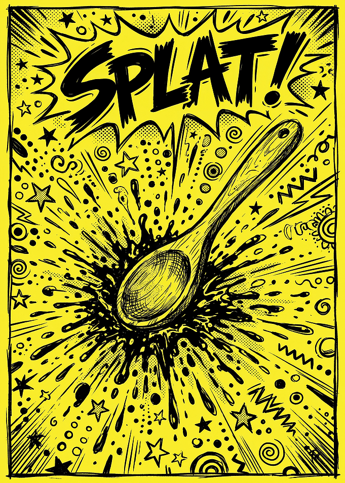 Comic Graphic Style Splat Wooden Spoon
