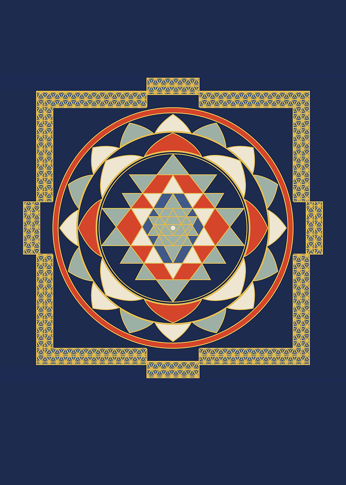 Sri Yantra Sacred Geometry – Flat Colour Yantra Poster Art