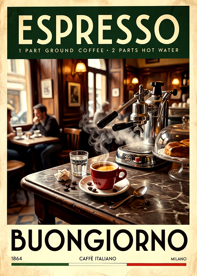 Vintage Italian Espresso Coffee Poster