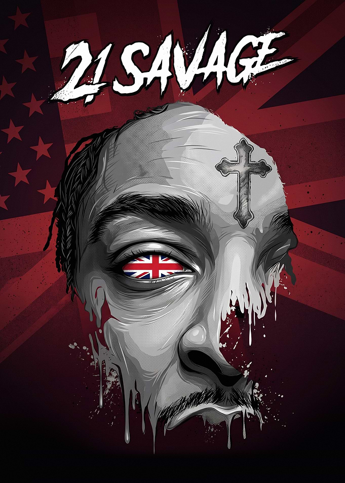 21 Savage Artistic Portrait Poster